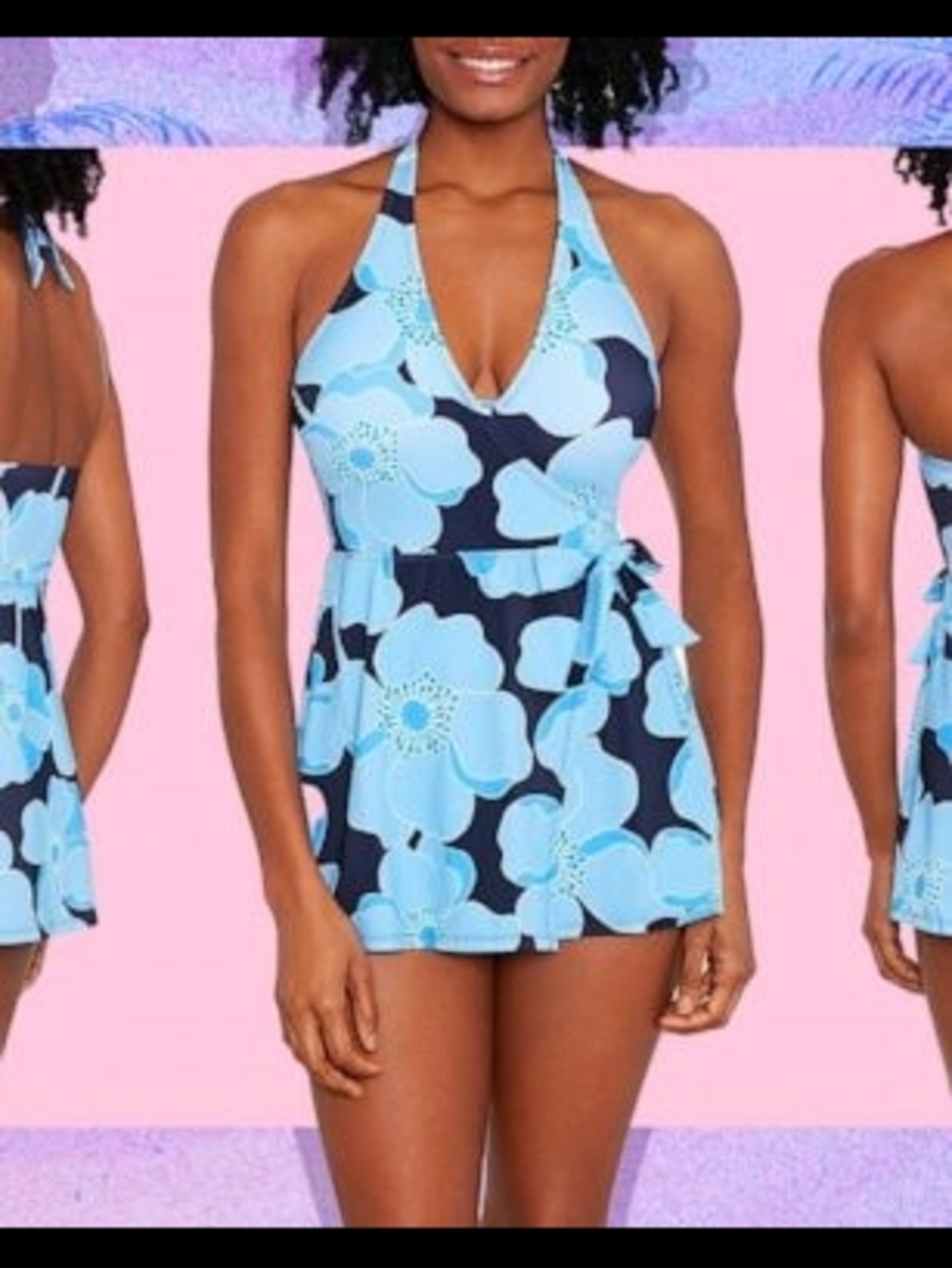 Draper James Skirted Bathing Suit Sz M EUC Blue Floral